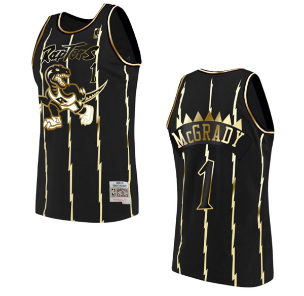 Men's Toronto Raptors #1 Tracy Mcgrady Black NBA Swingman Stitched Jersey